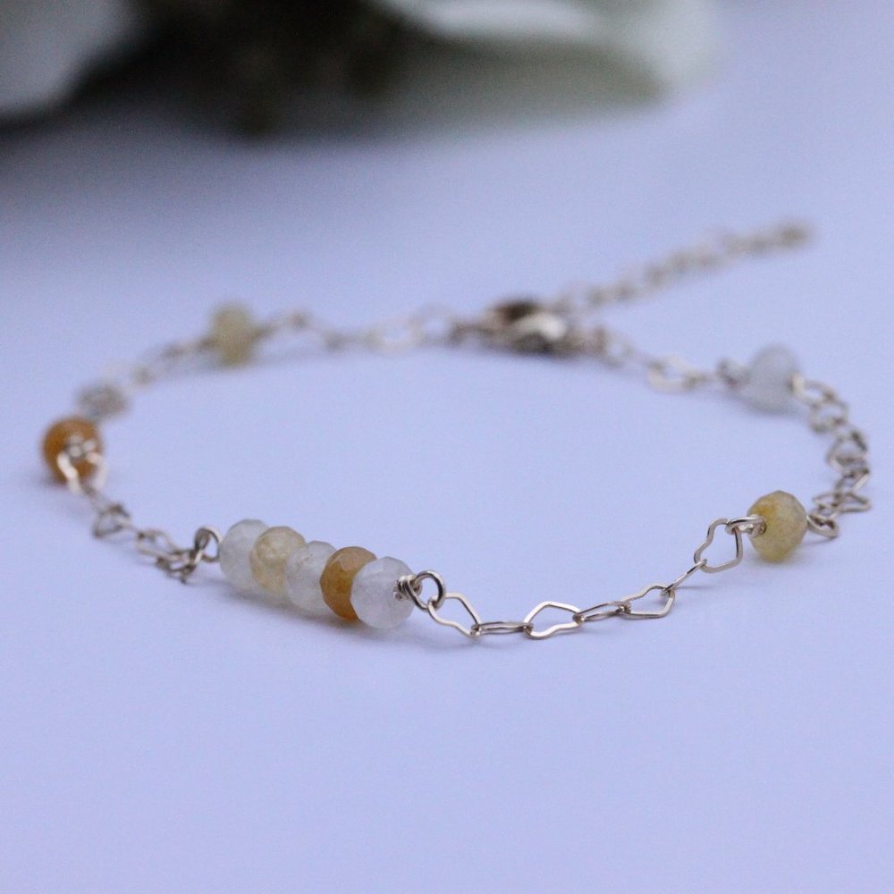 Dainty Layering Bracelet-Beaded Bracelet-Gemstone Bracelet-Topaz Jade